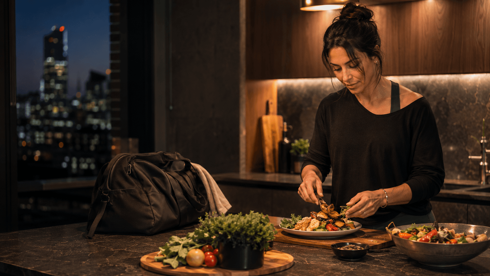 A member preparing a satisfying meal that fits her programme